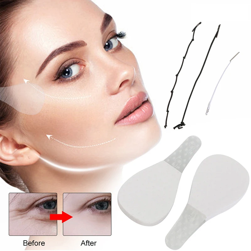 20/40/60/80Pcs Instant Invisible Face Stickers Neck Eye Double Chin Lift V Shape Tapes Makeup Facelifting Patch Adhesives