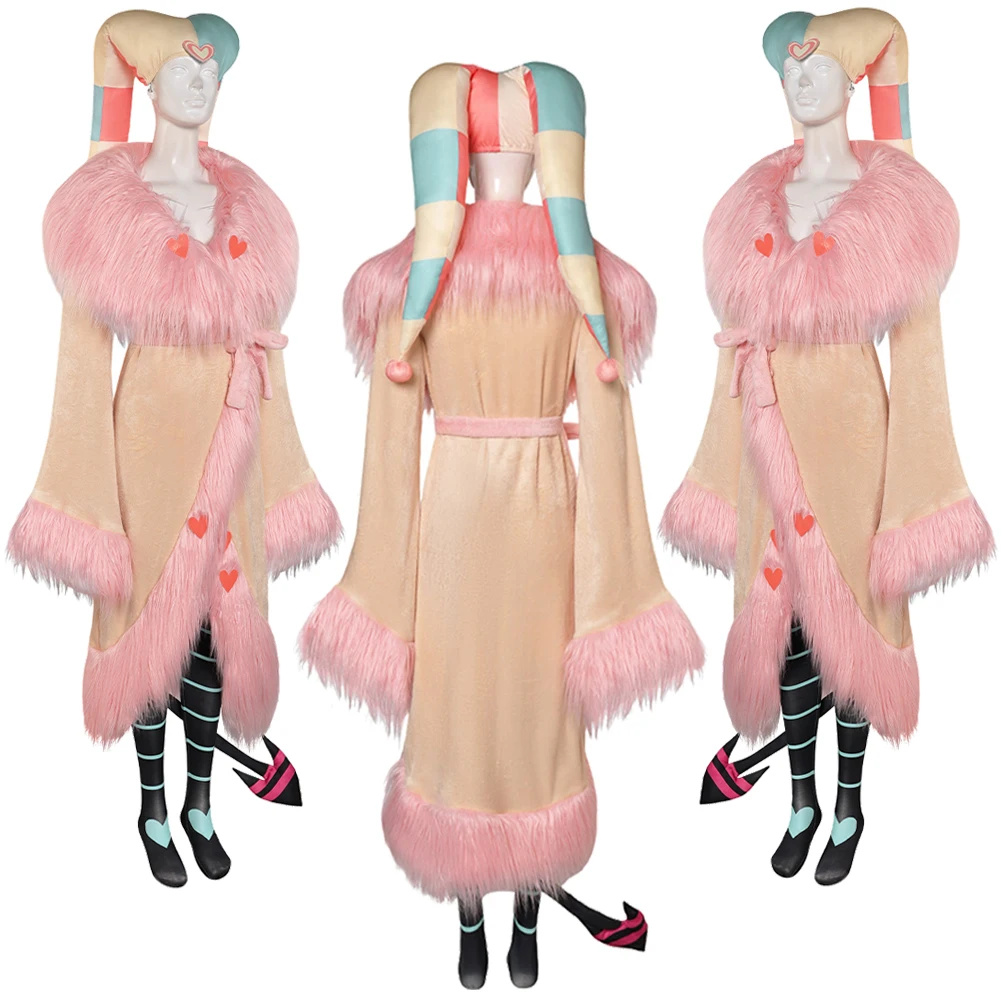 Fizzarolli Cosplay New Velvet Sleepsuits Costume Cartoon Helluva Disguise Boss Long Robe Headgear Tail Outfits Halloween Clothes