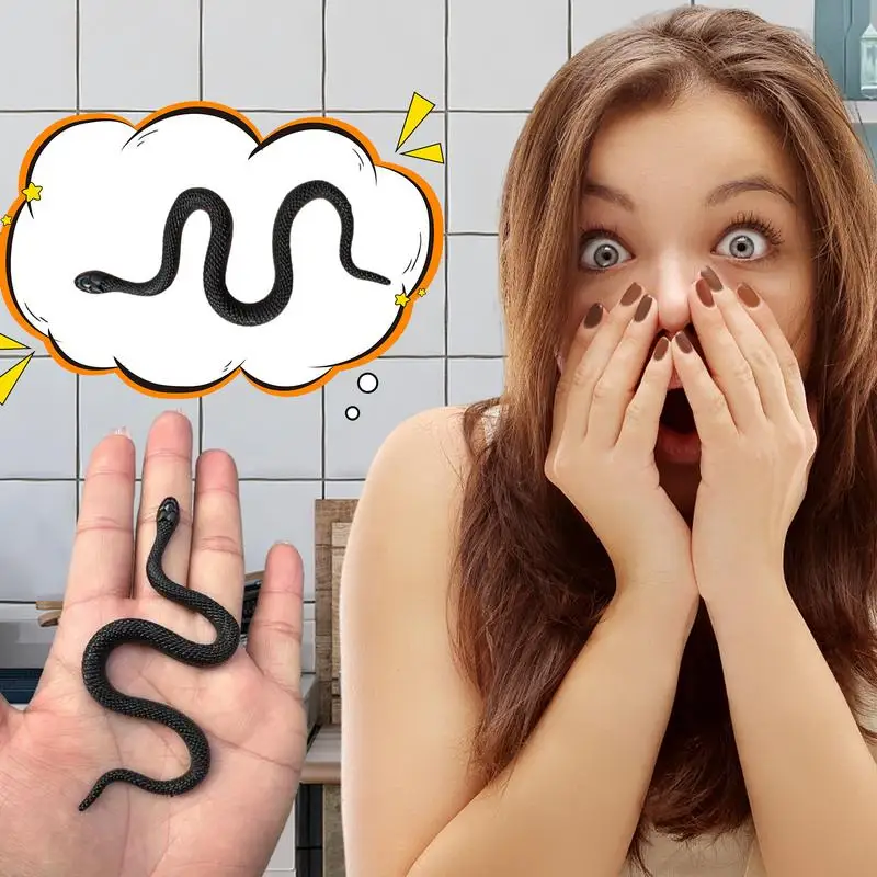 10.5cm Miękki wąż zabawkowy TPR Czarny wąż symulacyjny Realistyczny straszny wąż Zabawki dla dorosłych dzieci Nowość Śliczna zabawka Wąż Tricky Toys
