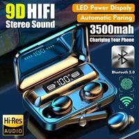 2025 TWS F9 Wireless Bluetooth Headset 5.0 Earphones Bluetooth Headphones with Mic Earbuds 3500mAh Charger Box LED Display Fone