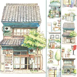 OOJIA 2m Landscaping Washi Tape Adhesive Masking Tape Planner DIY Collage Scrapbooking Diary Journal Vintage Stickers Stationary