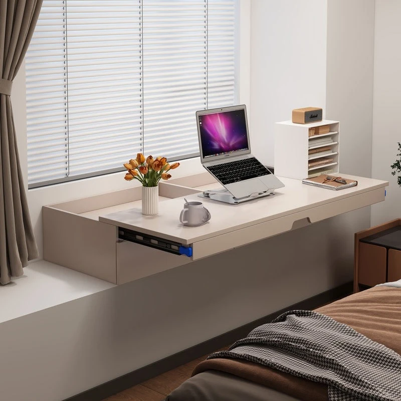 

Writing desk, desk, bedroom renovation, mobile table, pull-out study table, storage balcony, modern