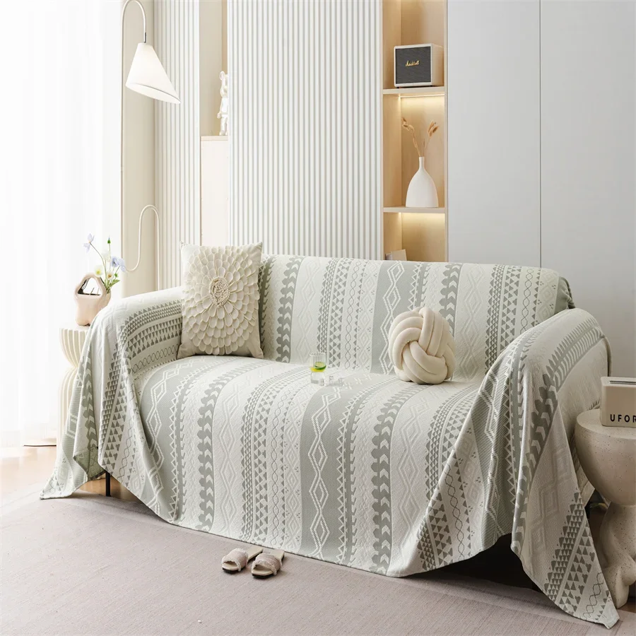 Small Fresh Cool Bean Ice Silk Sofa Cushion Summer Fixed Non-Slip Mat Leather Cushion Cool Sense Cover Cloth Towel Cushion
