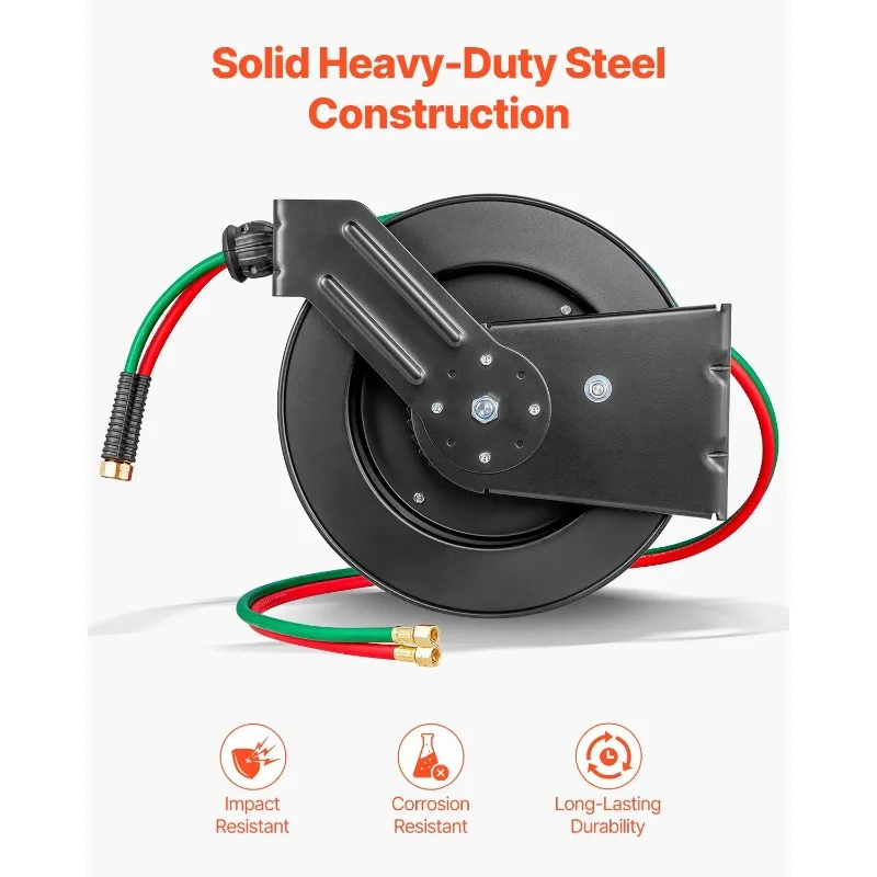 Выдвижная катушка для сварочного шланга, 1/4 дюйма x 50 футов, шланг из кислородно-ацетиленовой резины, класс T