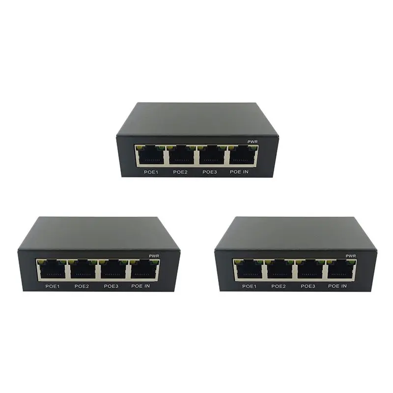 

Exquisite-3X 4 Port Gigabit POE 100/1000M Network Switch Extender IEEE802.3Af/At Plug&Play For Poe Switch NVR IP Camera AP