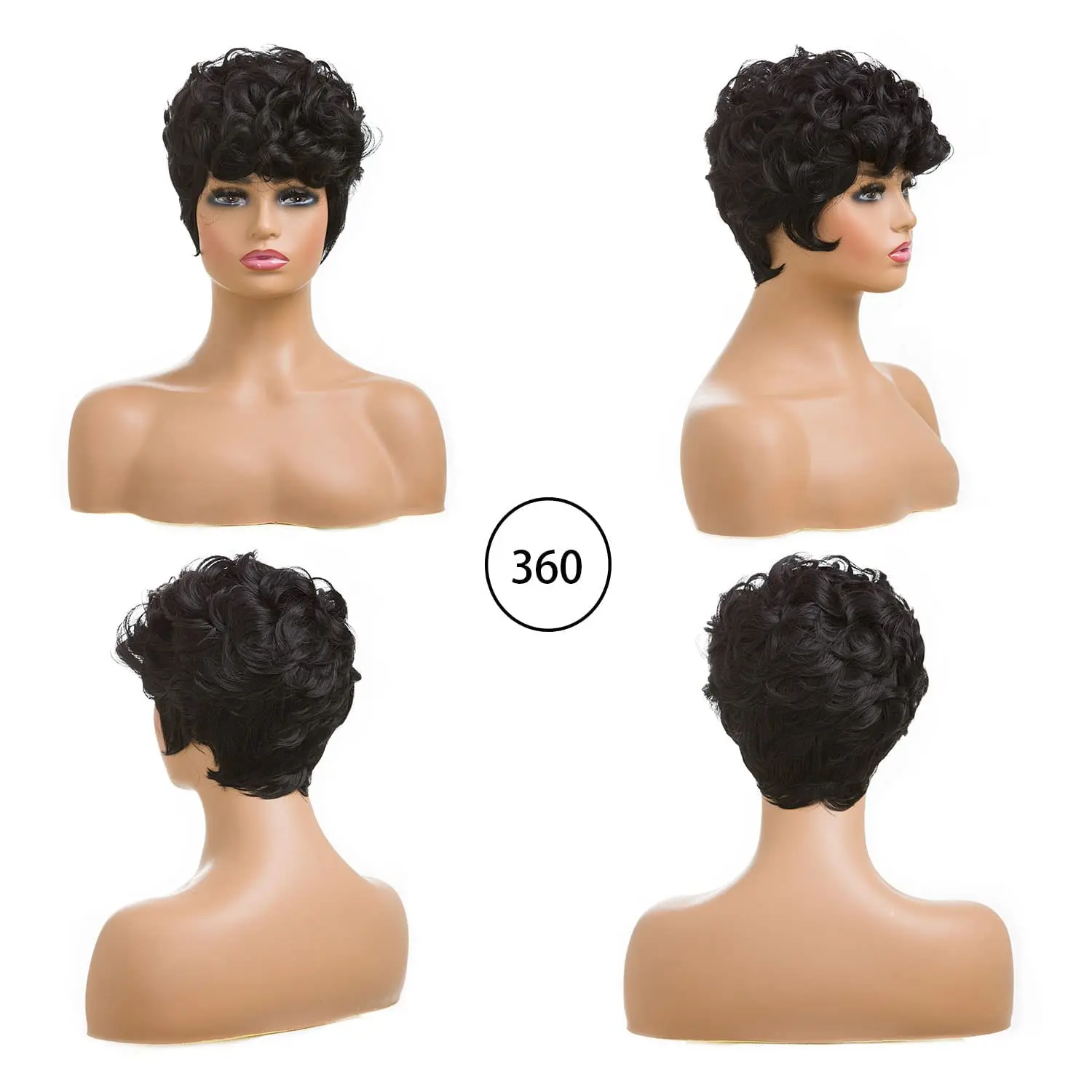 Short Pixie Cut Wigs for Black Women Curly Hair Wigs Replacement  Synthetic Short Black Layered Pixie Wigs With Bangs for Bla