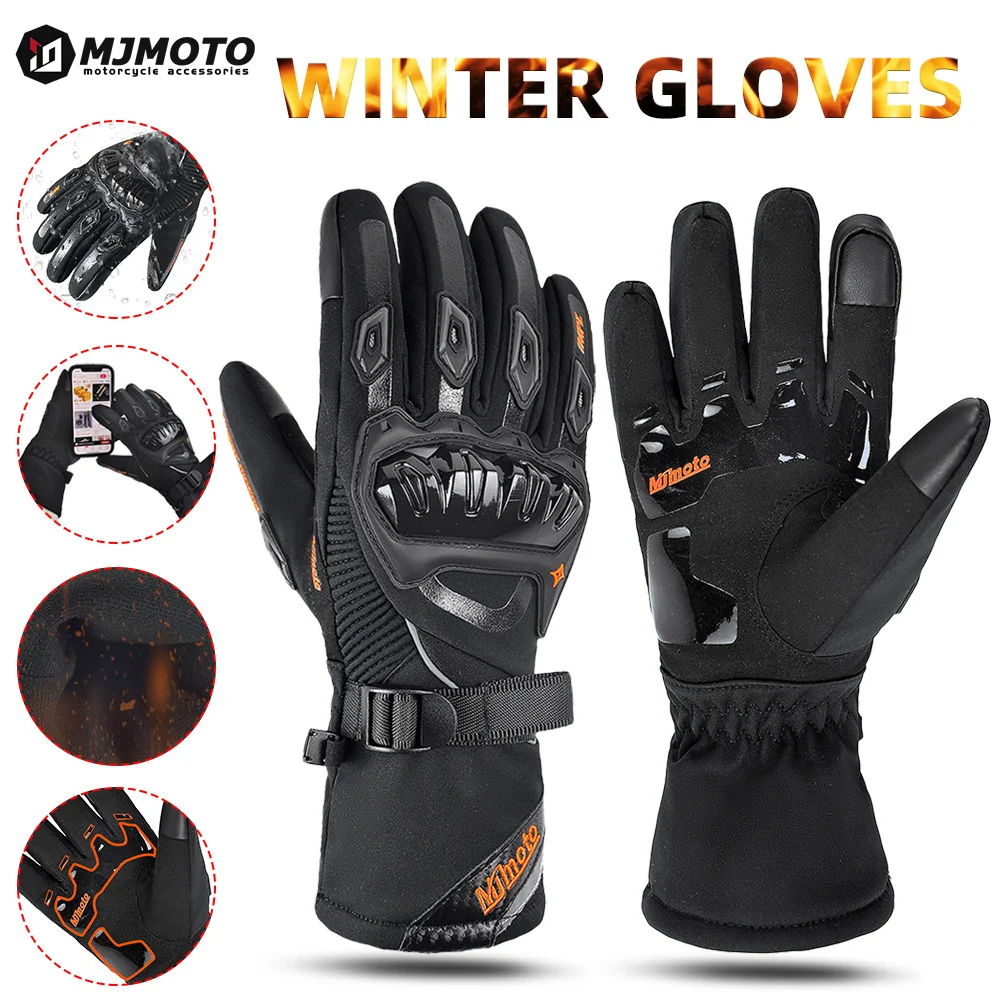 

Winter Motorcycle Warm Gloves Man Women Waterproof Motocross Gloves Hard Knuckle Palm Finger Protection Outdoor Sports Skiing