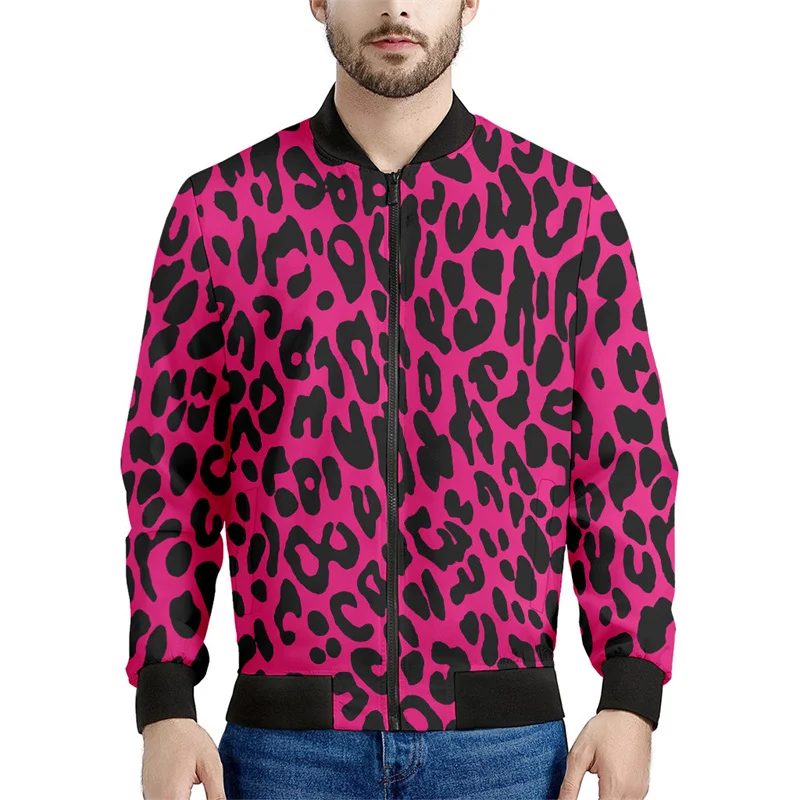 Giacca con cerniera stampata in 3d leopardata colorata per uomo felpa con personalità primavera autunno Street giacche donna cappotti a maniche