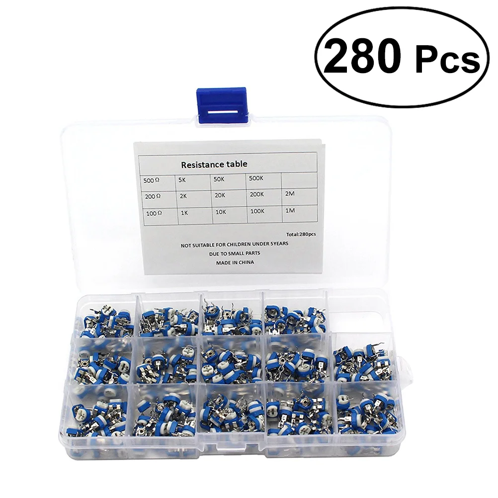 240Pcs Variable Resistor Assorted Kit 14 Value Potentiometer with Storage Box Resistor Kit Variable Resistor Kit