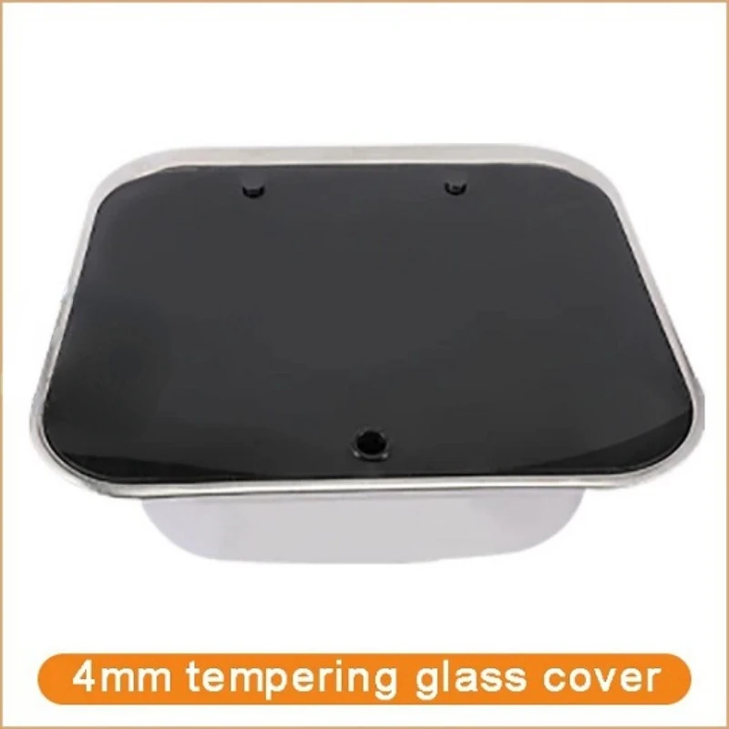 Caravan Camping Stainless Steel Hand Wash Basin Sink with Tempered Glass Lid Camper Accessories RV Stainless Steel Covered Sink