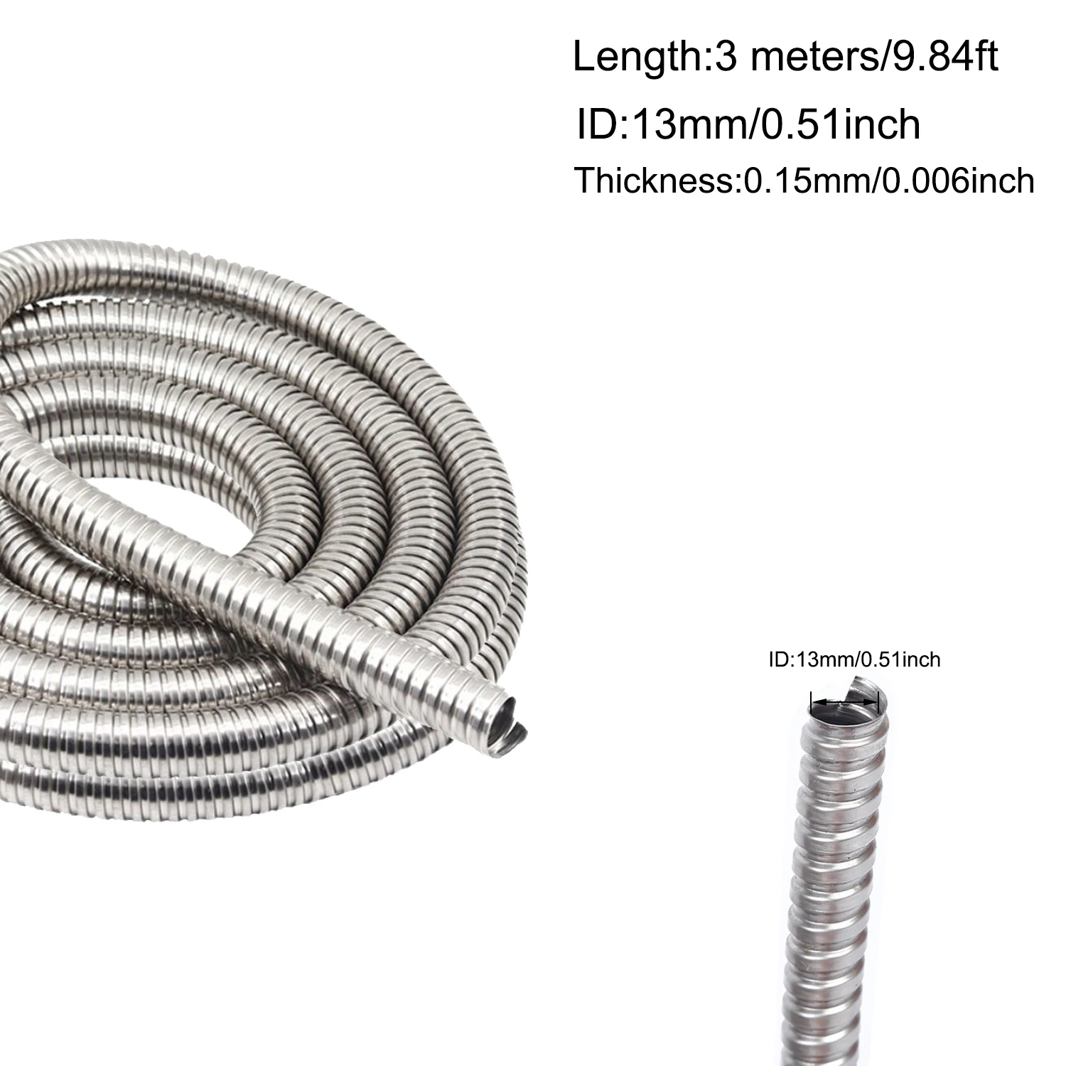 Length 3 Meters Flexible 304 Stainles Steel Corrugated Pipe Wire Line Cable Conduit Protect Hose Tube Inner Diameter 4mm-20mm image 3