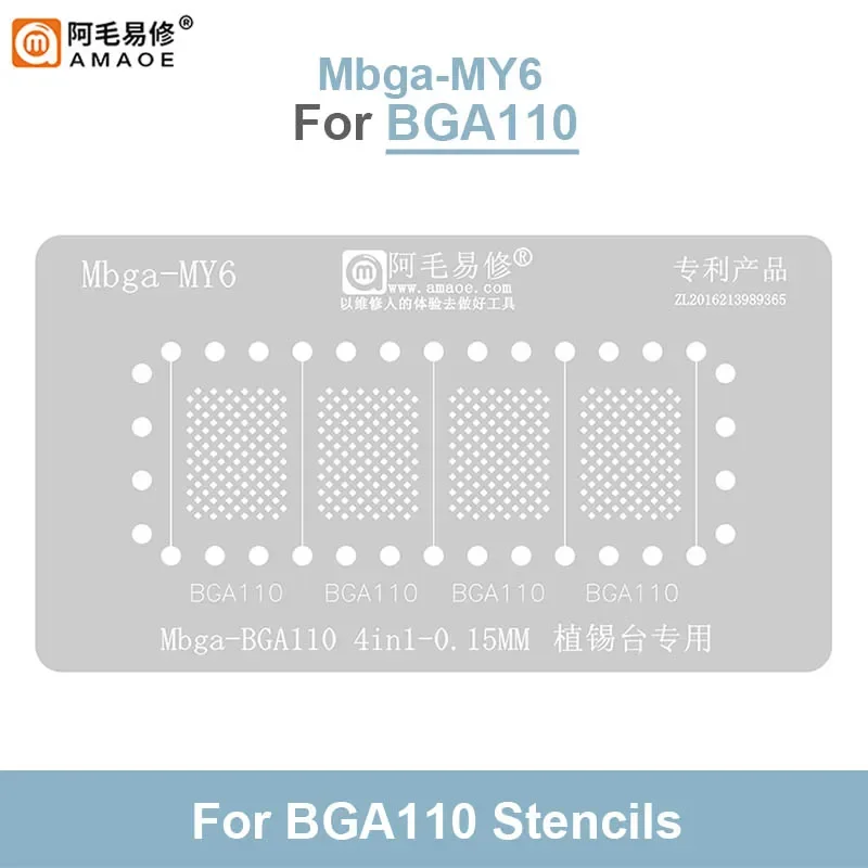 Amaoe pflanz zinn plattform set für bga110 Mbga-MY6 mit magnetischer basis positions platte bga reballing stahlgitter schablone