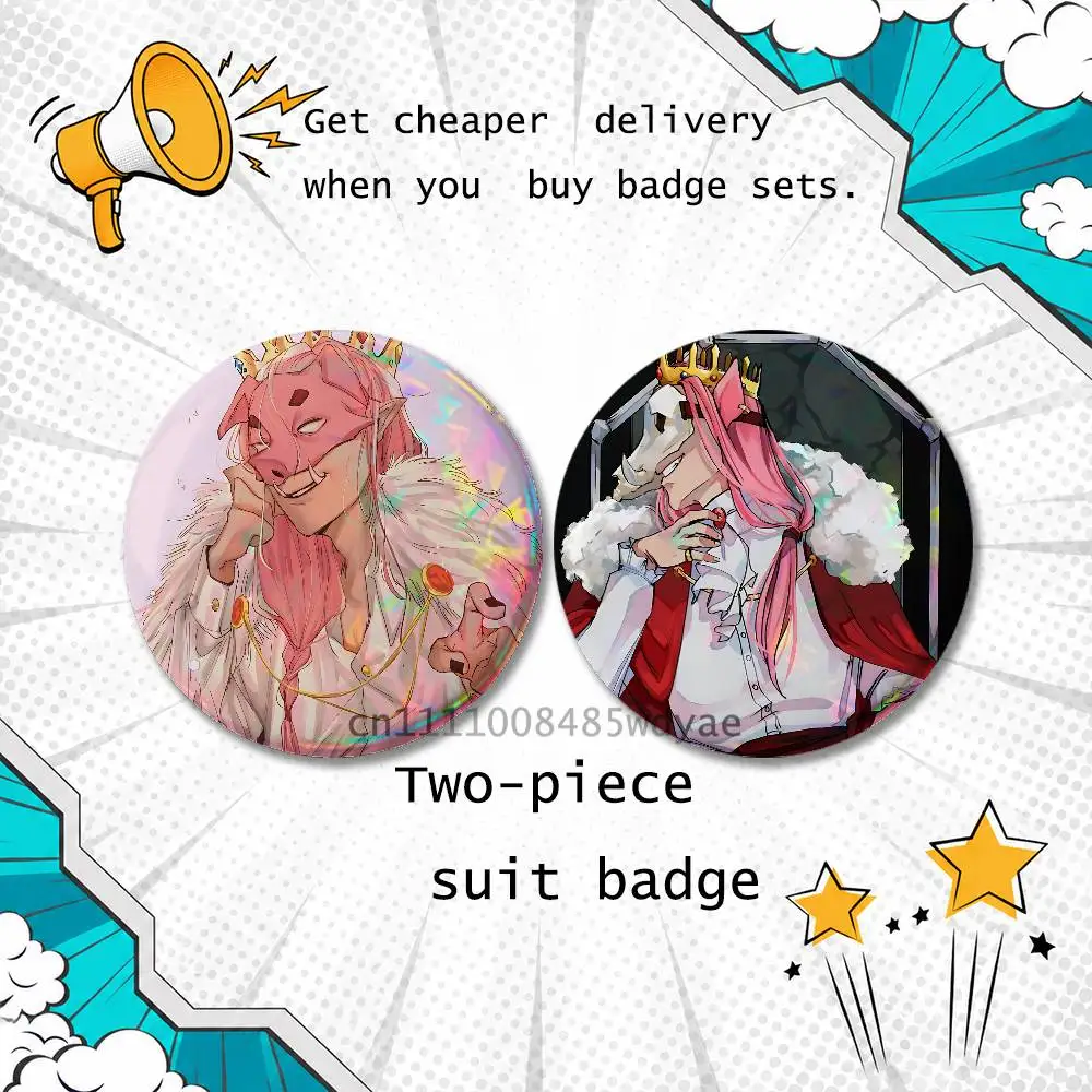 Ita Bag Decor T-Technoblade T-Techno Brooches for Backpack 25,32,44,58,75mm Round Enamel Pins 2-piece set Cartoon Anime Badge