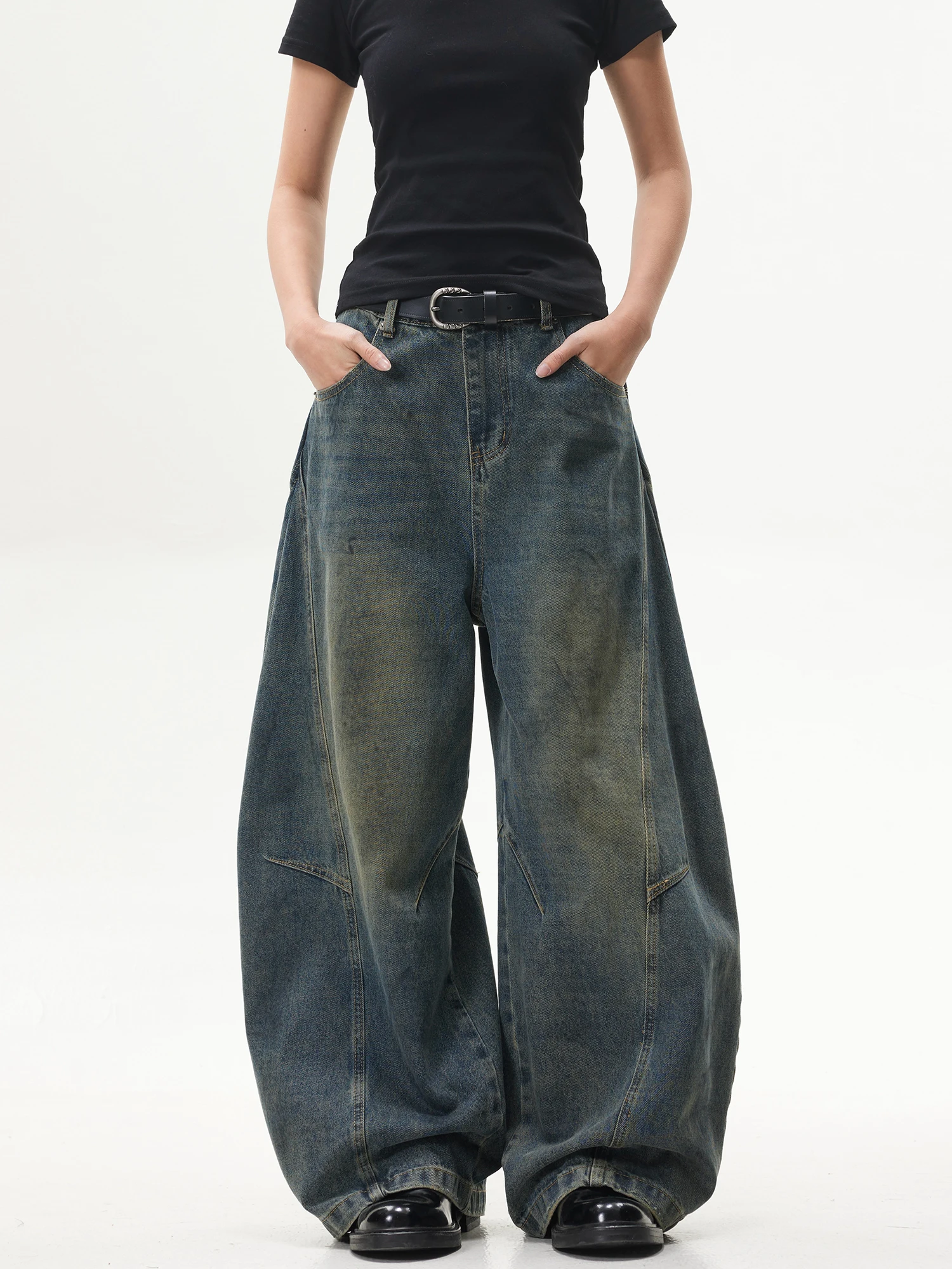 

Wild American Retro Waed Distred Design Sensation Wide Leg Jeans Men Women New Sle Casual Loose Fit mid Stretch