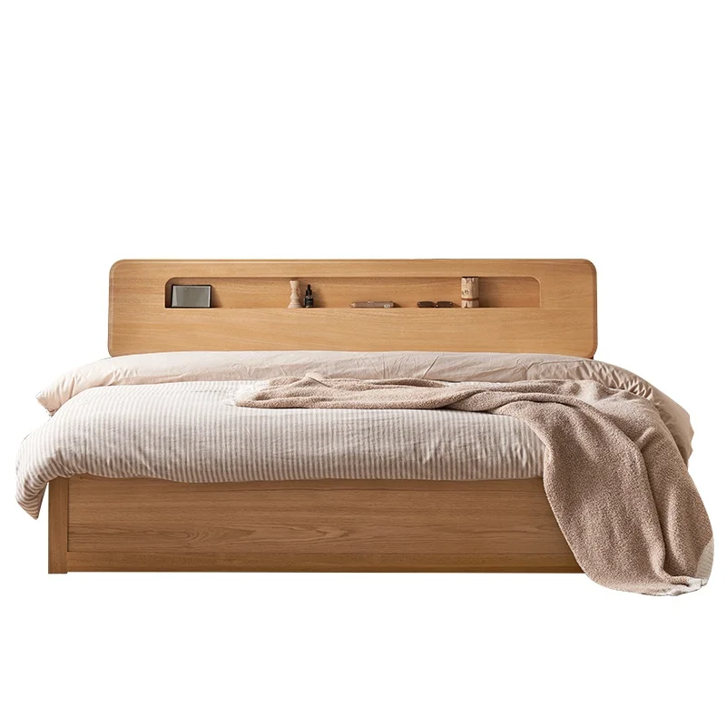 

-yy D8019 Bedroom Furniture High-end Oak Wood Bed Modern Simple Solid Wood Storage Box Bed 1.5m/1.8m