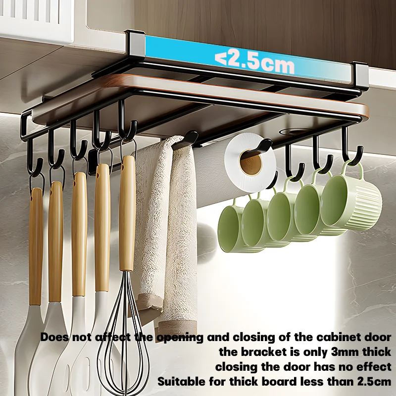 Stainless Steel Kitchen Hanging Organizer Under Cupboard Paper Towel Rags Hanger Pot Cover Holder Storage Shelf Home Accessories