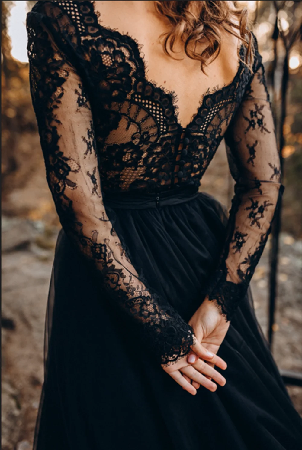 Annie Gothic Black Lace Embroidery Prom Dresses Tulle Train Evening Dresses Formal Occasions Party Dress 2024Vestidos De Noche