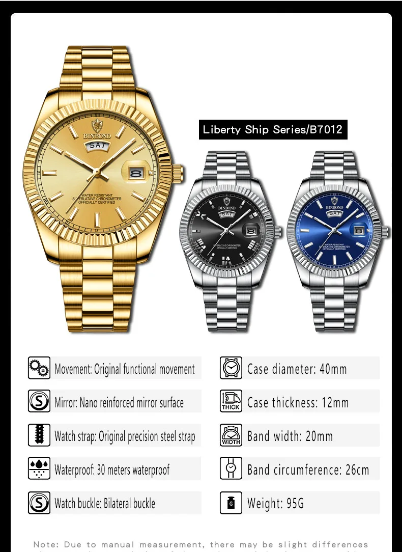 BINBOND Luxury Sport Wrist Watch For Man Waterproof Luminous Date Men Watch Quartz Stainless Steel Men's Watches Male Reloj