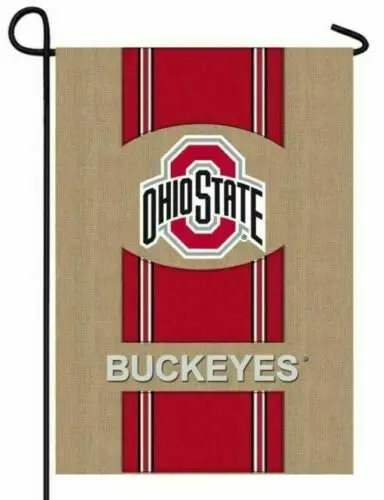 OHIO STATE University BUCKEYES 13 x 18 Yard GARDEN FLAG, BURLAP Team Sports NCAA jjx