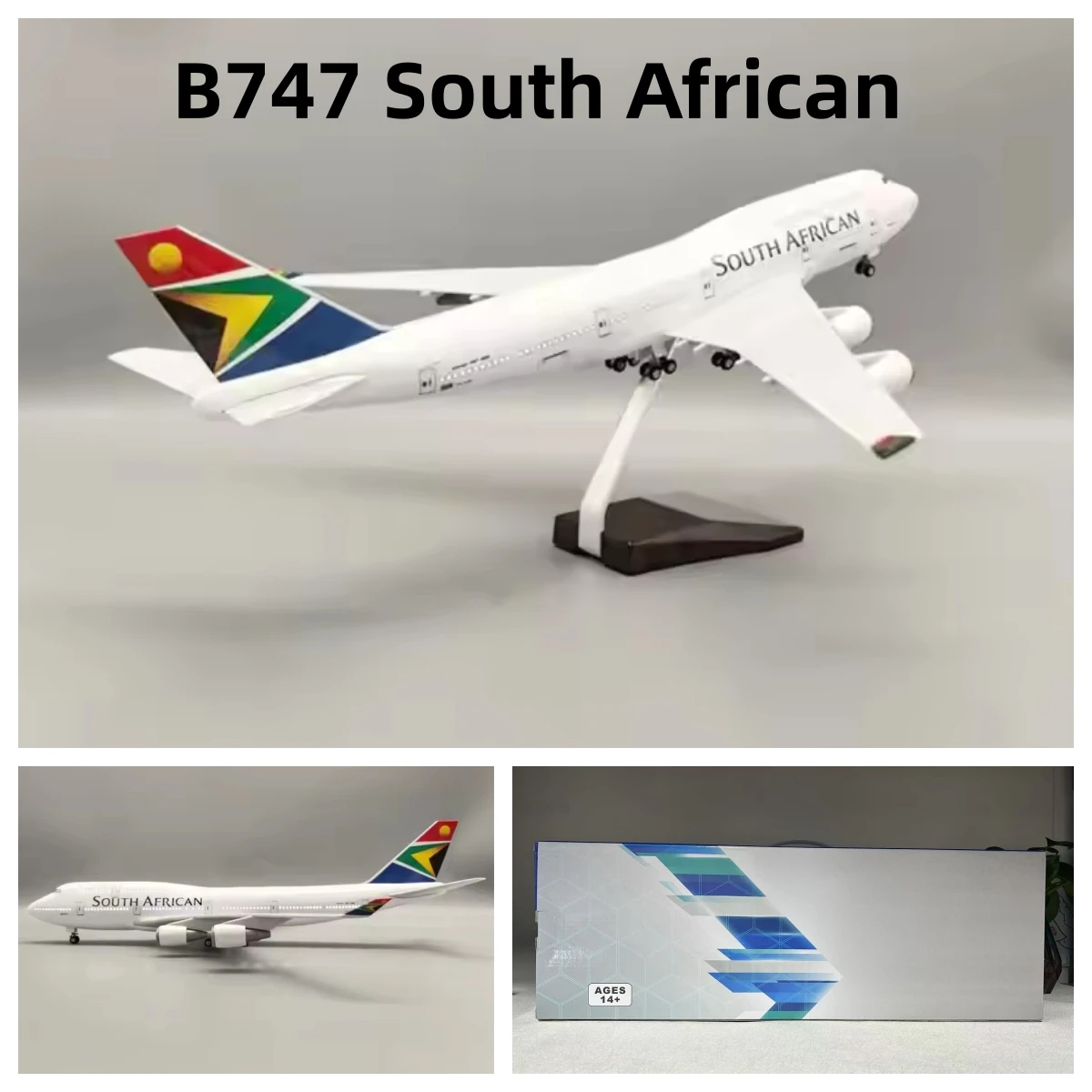 1:150 Scale Plane Model 747 South African B747 Airplane model Diecast Plastic Resin Miniature Airplane W Light and Wheel 1:150 Scale Plane Model 747 South African B747 Airplane model Diecast Plastic Resin Miniature Airplane W Light and Wheel