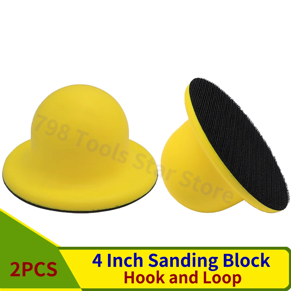 

2PCS 4 Inch Round Hand Sanding Block Hook and Loop Hand Foam Sanding Block Hand Grinding Blocks for Woodworking Metal Polishing