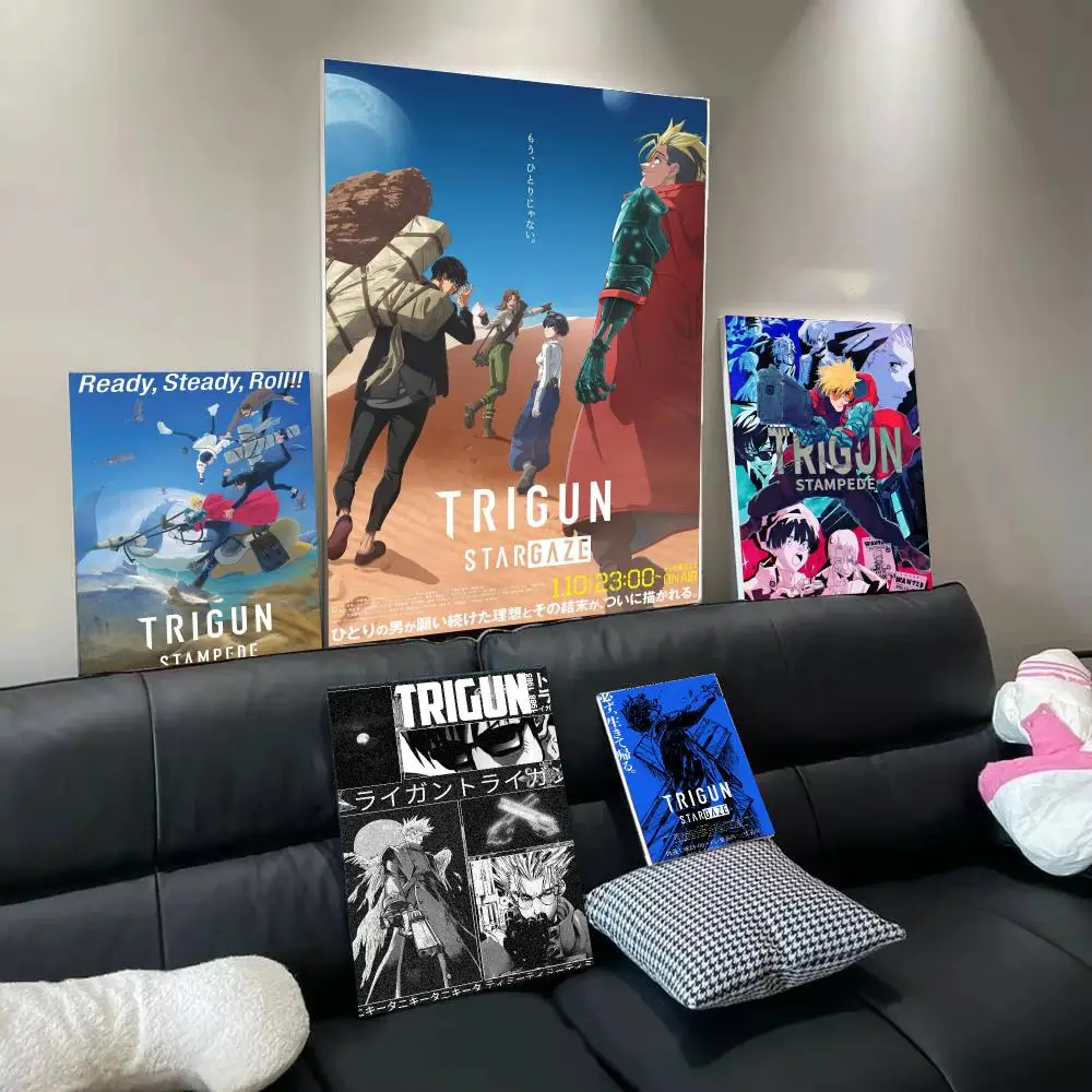 Anim T-Trigun Stampede Poster Modern  Wall Art Aesthetic Minimalist Bedroom Decor Cafe Home Gift
