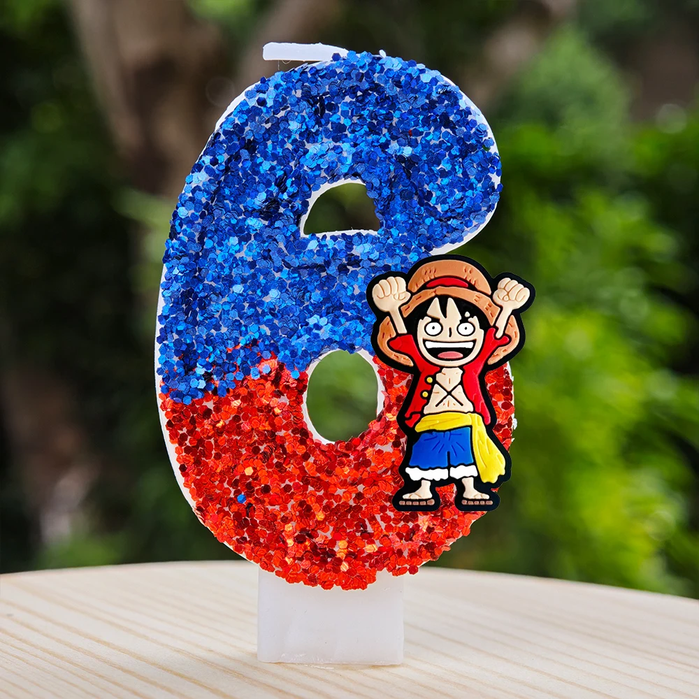Beliebte One Piece Themen-Kerze Nummer 0-9 Luffy-Kerze Kuchendekoration Geburtstagsparty für Kinder Babyparty Spielzeug Geschenke