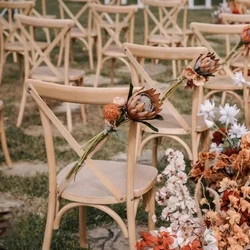 wholesale Hotel furniture Garden Crossback Wood Dining Chair stacking Wedding Party Banquet Events Wooden Cross Back Chair