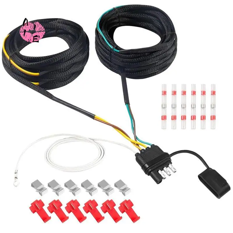 A11E-30FT 4 Pin 5 Wire Trailer Wiring Harness,Wishbone Trailer Light Kit With Connector Plug For Tail,Brake And Turn Signals