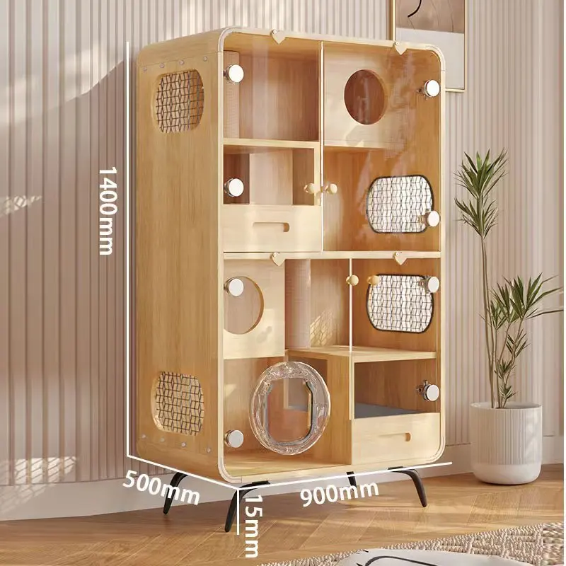 Cat Villa Rubber Solid Wood Household Indoor  Four Seasons Universal Delivery Room TV Cabinet  Cage