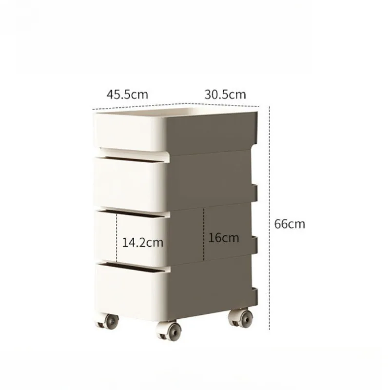 Designer Movable Nightstand Bedside Cabinet - Modern Push Cart Storage Unit for Small Spaces Compact Bedroom Organizer