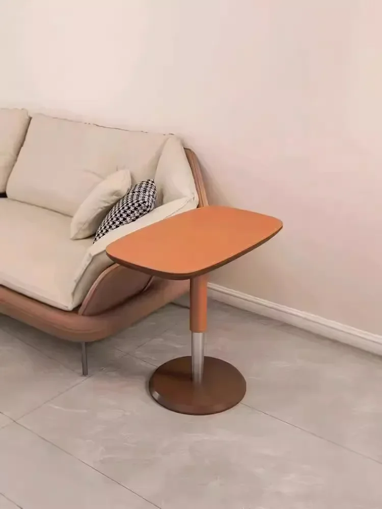 يمكن رفع سرج الجلد الإيطالي الفاخر الخفيف وأريكة طاولة القهوة وطاولة مستديرة صغيرة #5