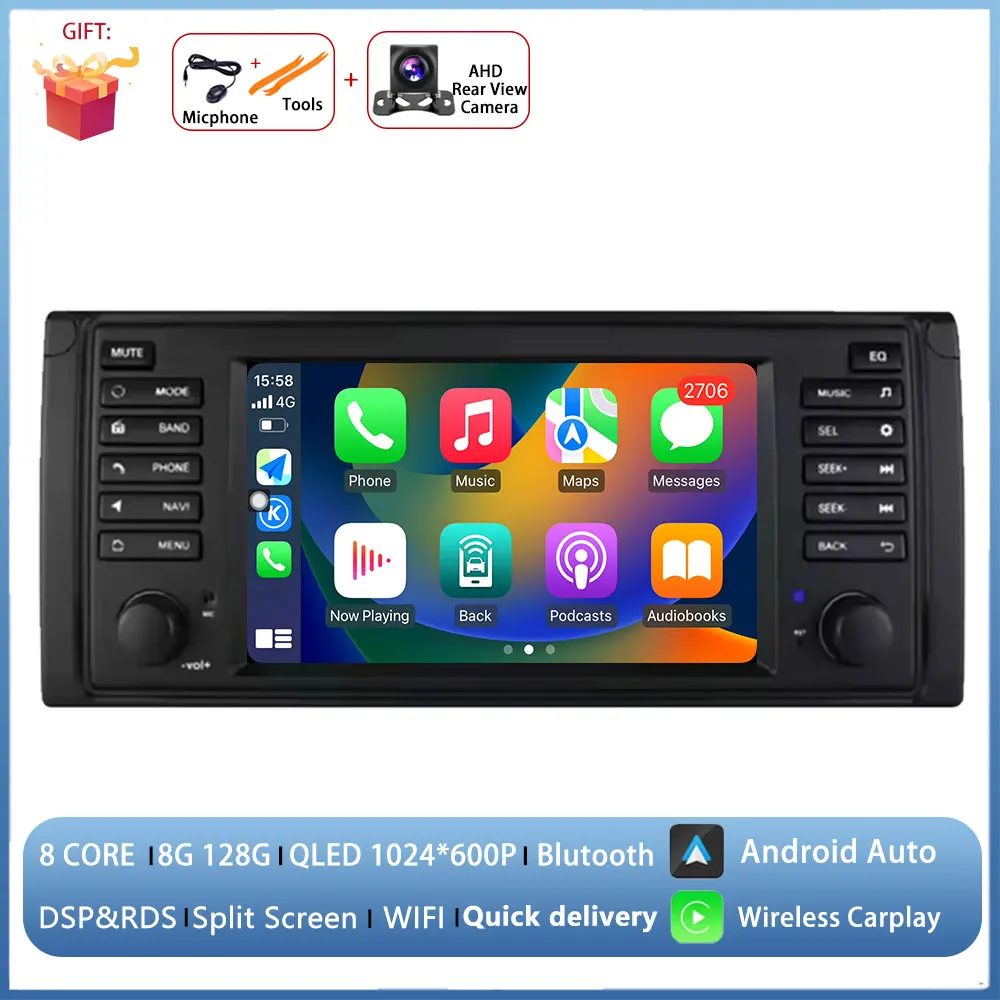 7 inch Android autoradio voor BMW 5 serie E39 1996 1997 1998-2003 multimediaspeler GPS navigatie head unit CarPlay DSP