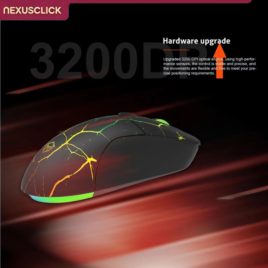 NexusClick Ergonomic Wired RGB Backlit Gaming Mous,3200 DPI Programmable Plug and Play Budget Friendly Mice for Computer Office