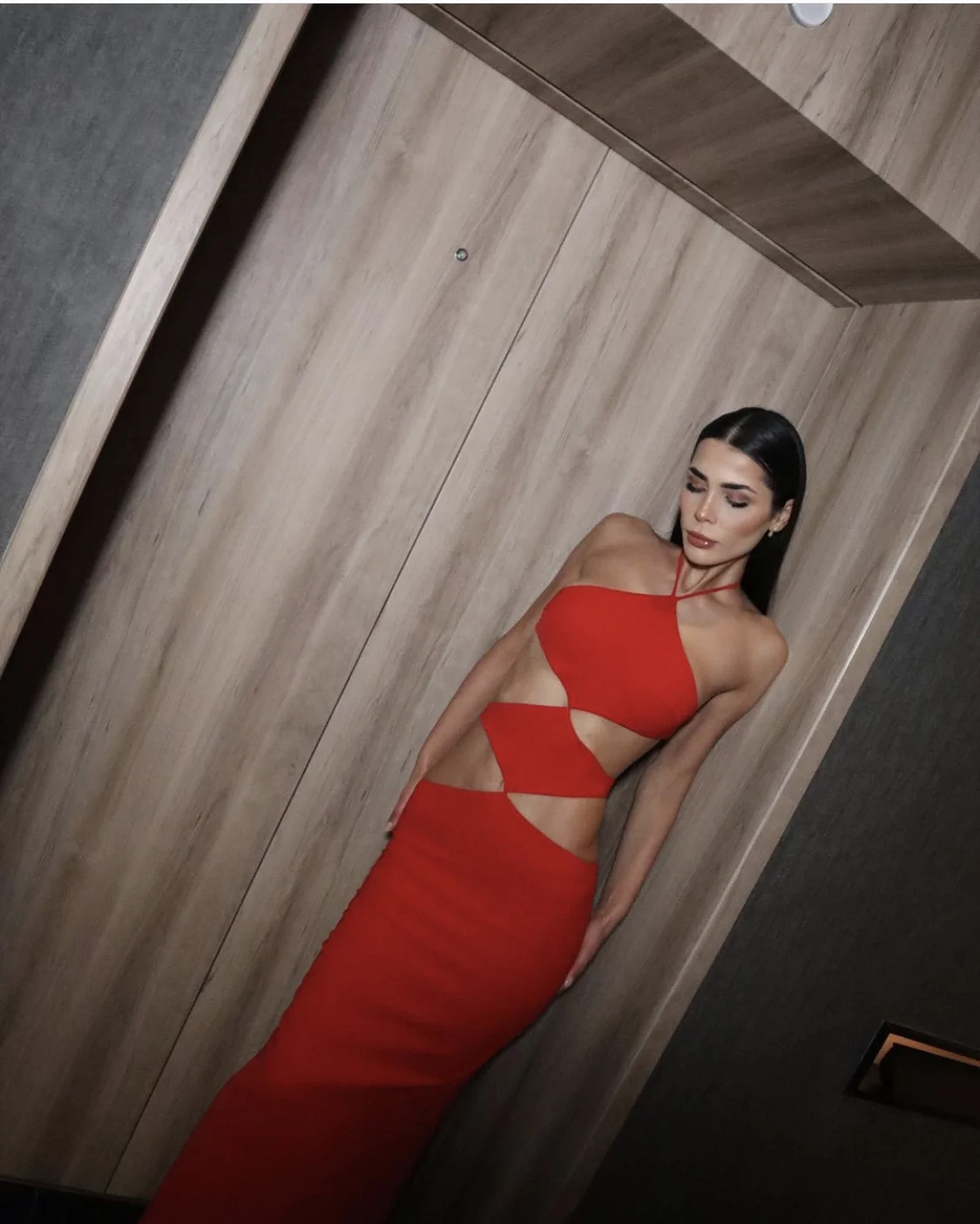 Abito sexy con fasciatura lunga rossa aderente senza maniche con scollo all'americana Abito da vocazione donna sexy alla moda Vestido estivo da spiaggia
