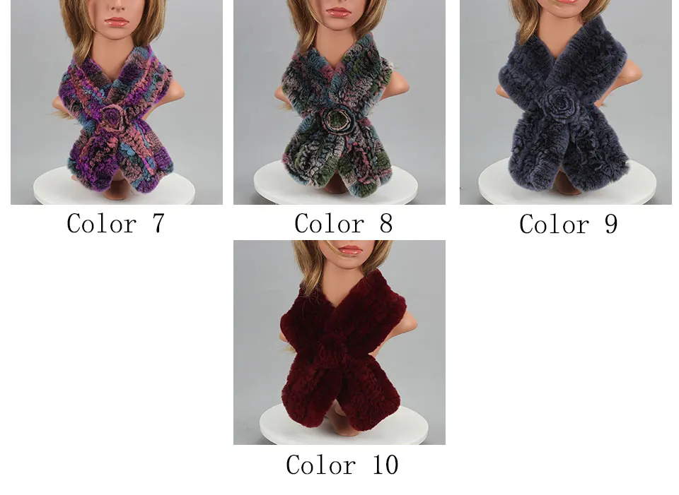 Frauen Stricken Echt Rex Kaninchen Pelz Schal Dame Fashion Floral Rex Kaninchen Pelz Schalldämpfer Heißer Winter Warme Natürliche Pelz Schals neue Stil – Detail 2