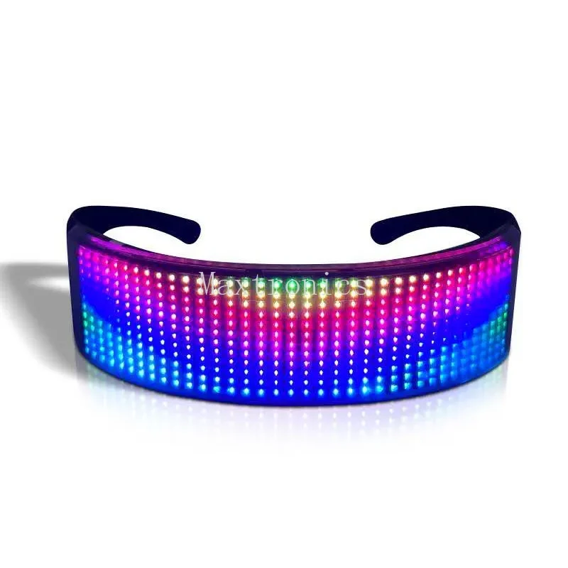 Imagem -06 - Óculos Luminosos Led com Tela Colorida Festa de Aniversário Adereços Carnaval Rolagem Mágica Exibição de Texto Faça Você Mesmo Bluetooth Novo