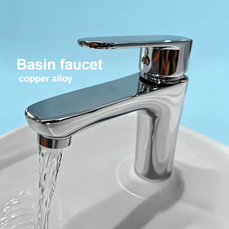 

Copper Alloy Single Lever Cold & Hot Bathroom Sink Faucet Durable Anti-splash for Vanity Countertop Lavatory Sleek Design