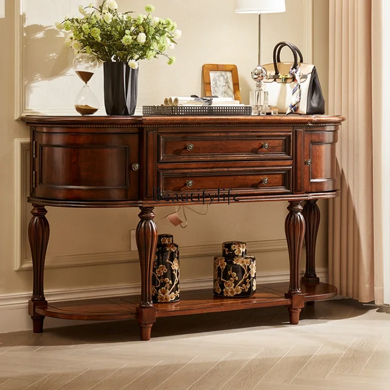 

FG40American all solid wood North American cherry wood porch cabinet semi-round table case