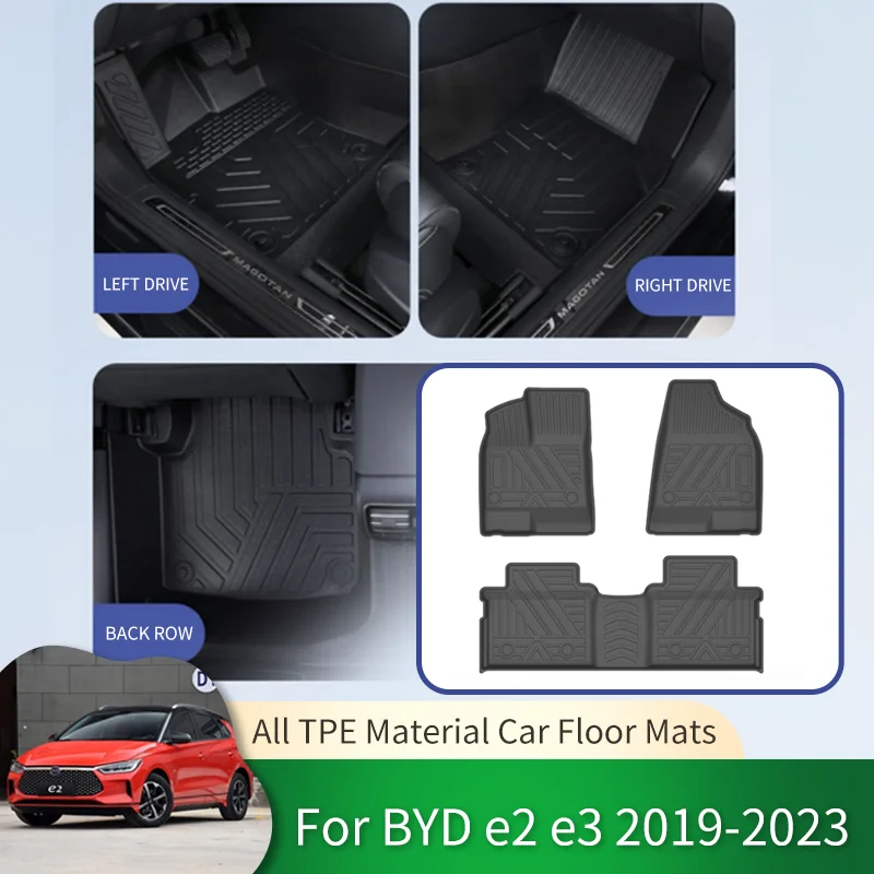 For BYD e2 e3 Sedan 2019~2023 2022 2021 Before face Full Surround Car Waterproof Non-slip Floor Mat Protective Liner Foot Carpet