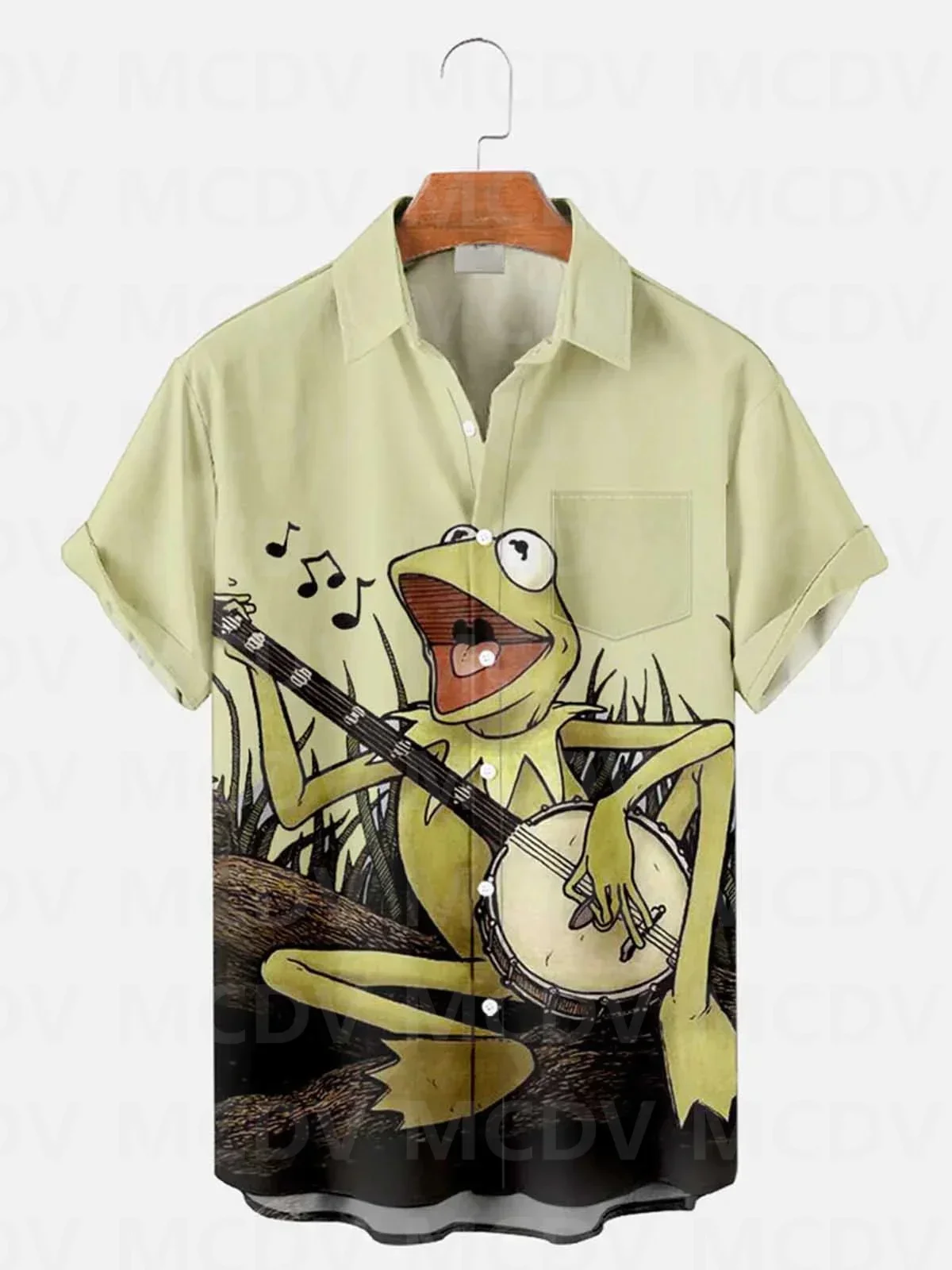 Men's For Women's Frog Smoking And Wearing Overalls Casual Shirt 3D Printed Hawaii Shirt