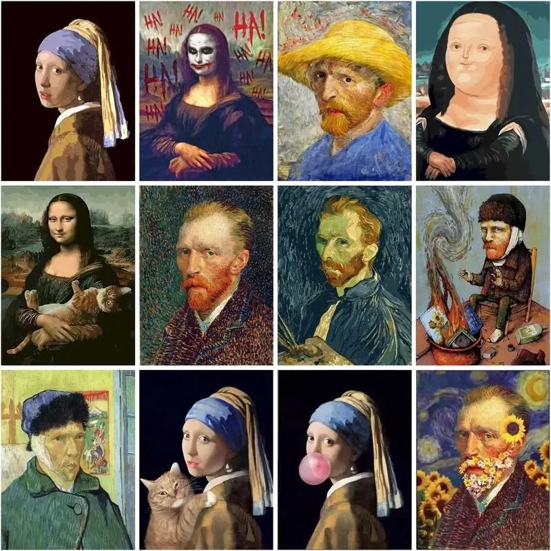 

CHENISTORY Painting By Numbers Van Gogh Mona Lisa Pearl Earrings Girl Drawing On Canvas Handpainted Art Gift Diy Kits Home Deco