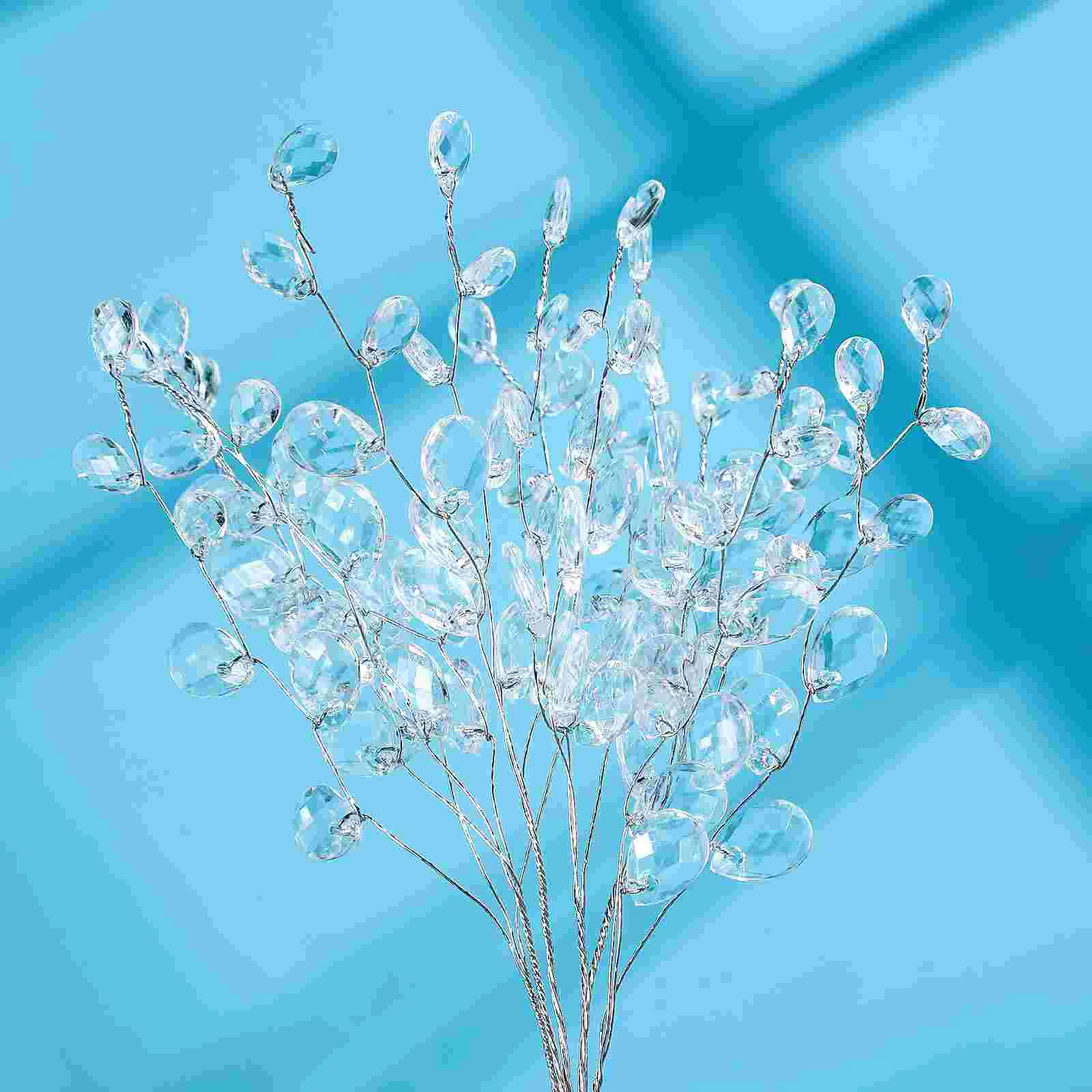 Florero ramas acrílicas las flores ramos artificiales cuentas de cristal blanco gotas novia