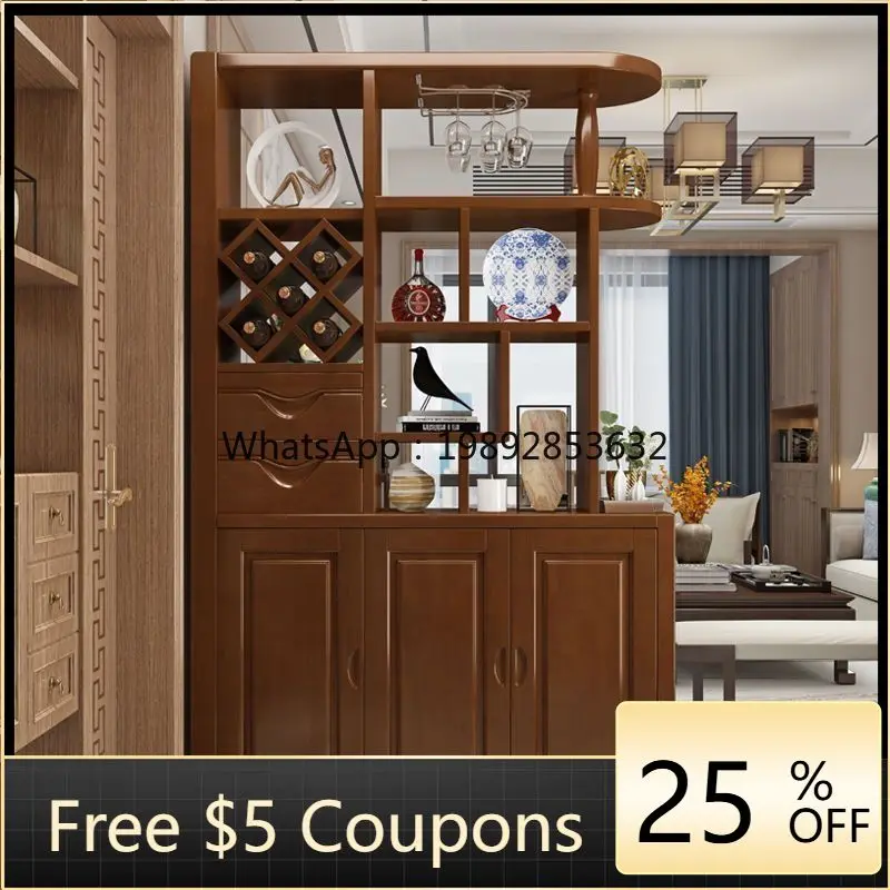LYY Solid Wood Wine Cabinet Entryway Living Room Integrated Partition Double-Sided Shoe Cabinet Chinese Style Hallway Cabinet
