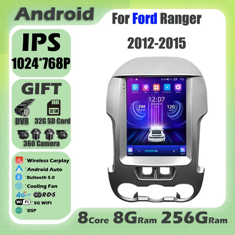 1024*768P Per Ford Ranger 2012-2015 Carplay Android 14 Autoradio Lettore Video Multimediale Navigaion Unità Principale Stereo 2Din Audio