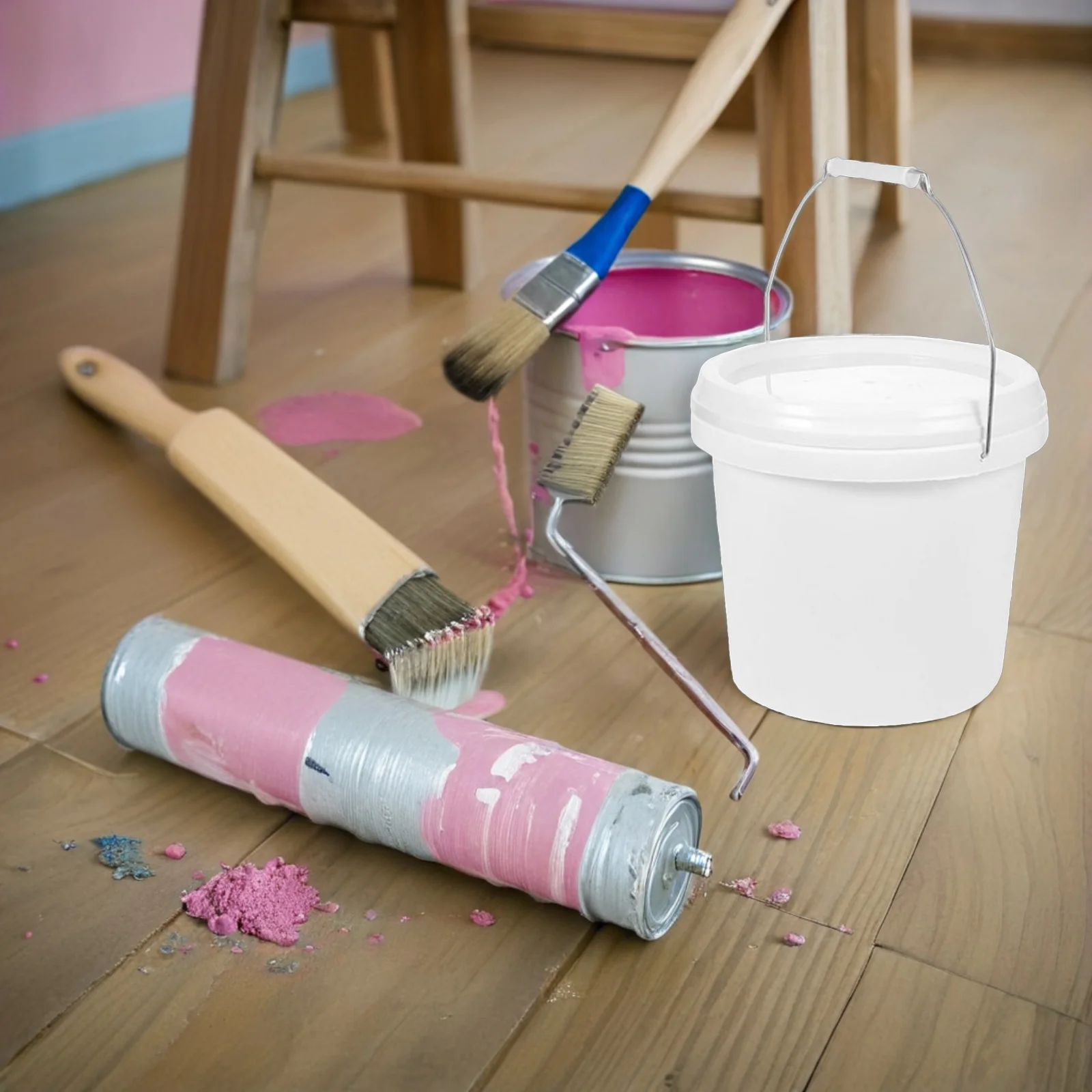 

3Pcs 4L Painting Buckets Round Leakproof Lid Strong Handle Multi-Use Paint Storage Containers Outdoor Round Bucket