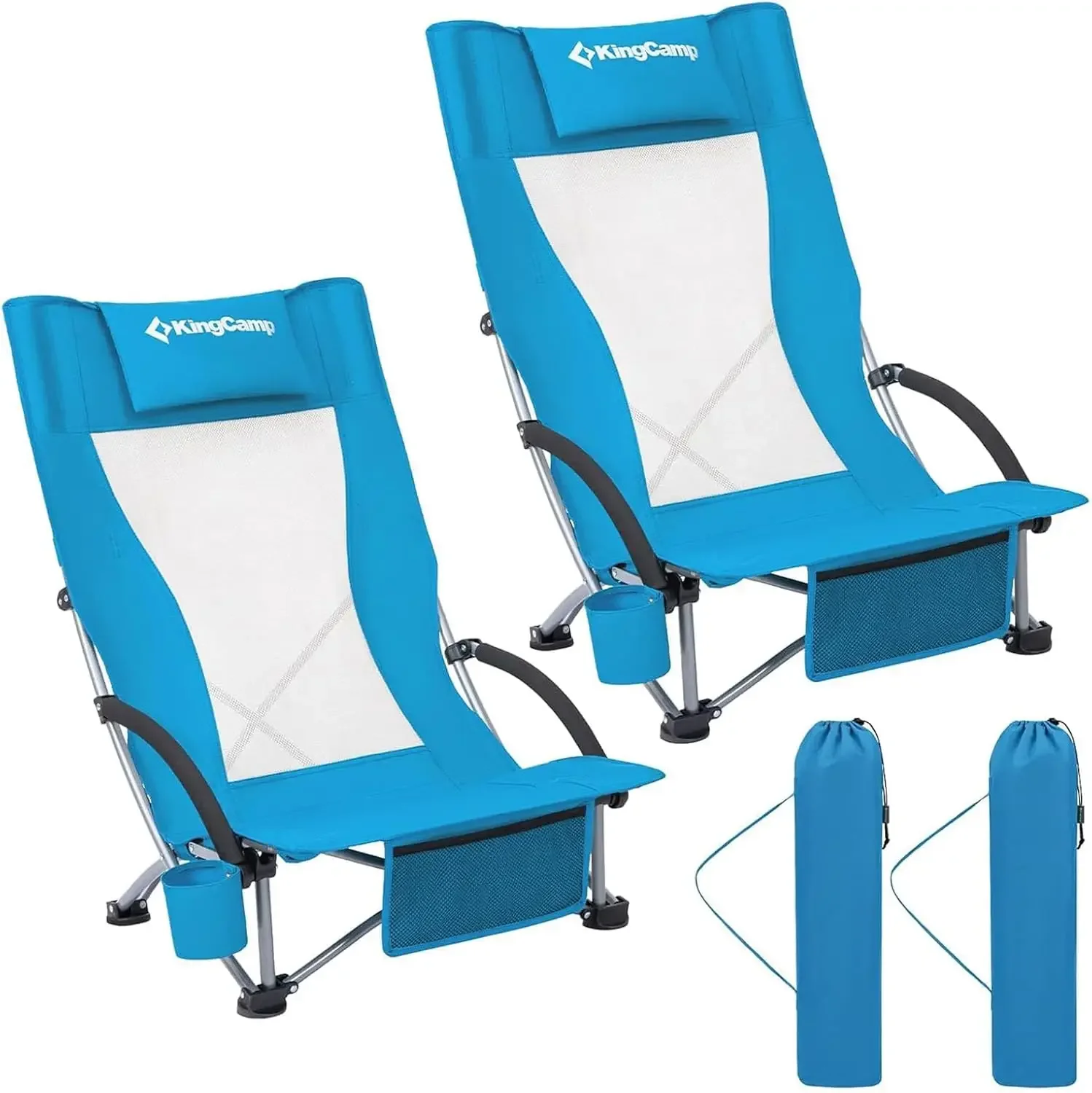 

Low Beach Chairs, Folding Portable Chair for Adults Lightweight Extra Wide Seat 300lbs Heavy Duty Oversized Backpack, Carry Bag
