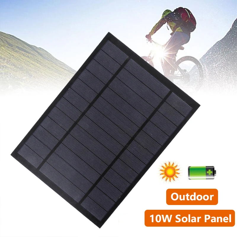 6W 10W Solar Panel Mini Wired 6V 18V Solar Cell Battery Charger for Phone Camping Hiking Greenhouses Garden Water Supply Systems