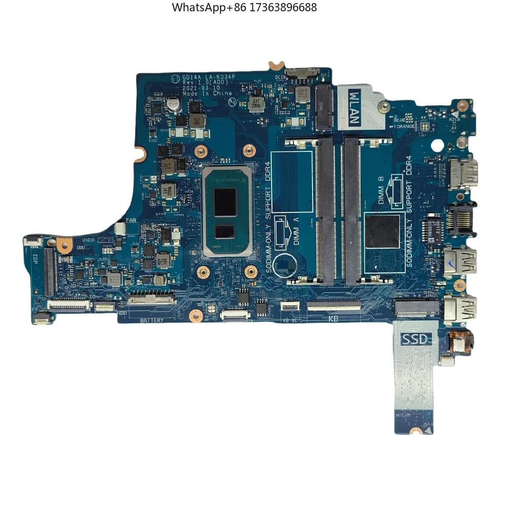 Tarjeta Madre para Dell Vostro 3400 3500, Placa Base Inspiron 3501 0YR7KH YR7KH LA-K034P I3-1125G4, Tarjeta Madre para Portátil
