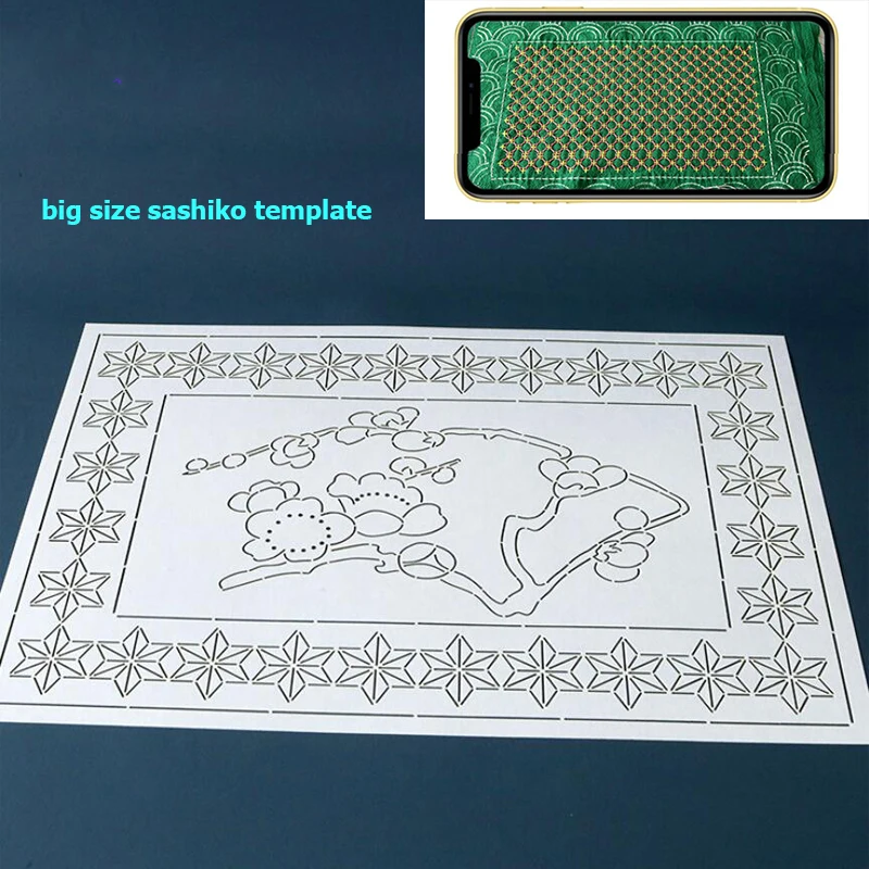 

Sashiko Template DIY Handmade Cloth Crafts Tea Pad Hollow Pattern Soft big Size Rabbit Montain Flower Sashiko Template